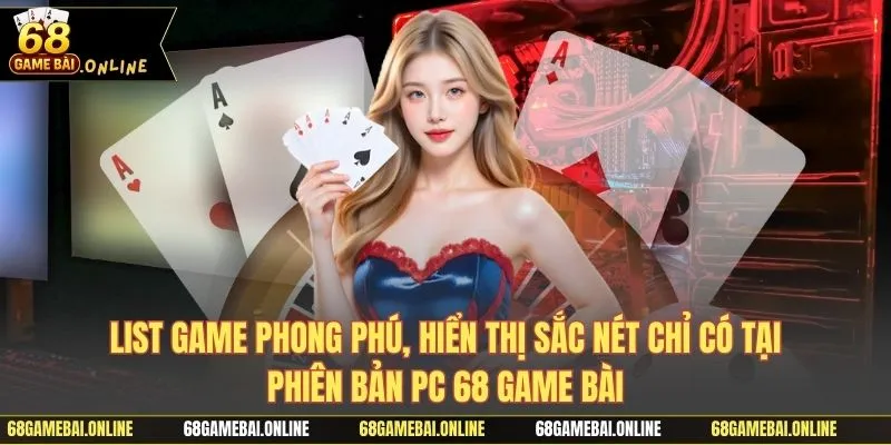List game phong phú, hiển thị sắc nét chỉ có tại phiên bản PC 68 game bài